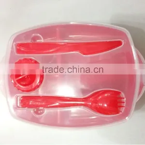 Food Grade Plastic Microwaveable 3 Compartment Lunch Box With Lock thumbnail-1