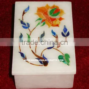 Luxurious Decorative Marble Inlay Jewellery Box thumbnail-1