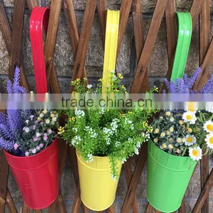 Newest Garden Decoration Supplies Iron Pastoral Balcony Pots Planters Wall Hanging Metal Bucket Flower Holder Garden Decor thumbnail-2