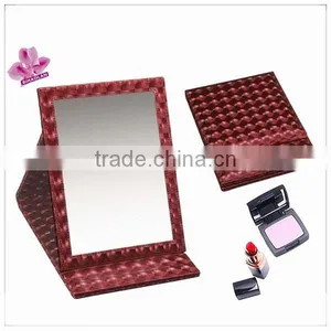 Hot Sales! Christmas Gift Vintage Red Leather Cosmetic Mirror WJ-10(PW-51), Portable Makeup Table Mirror,folding Pocket Mirror thumbnail-1
