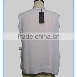 White Chiffon Embroidery Design Casual Blouse For Fat Woman Clothing thumbnail-3