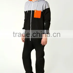 Block Hooded Adult Onesie With Contrast Pocket thumbnail-1