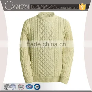 Popular Drop Shoulder Winter Cable Knit Pure Wool Sweaters for Men thumbnail-2