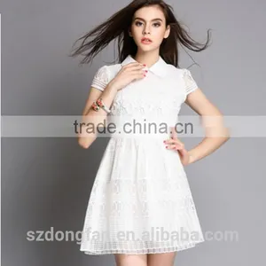 Summer Women Floral Lace Crochet Boho Hippie Mini Dress thumbnail-1