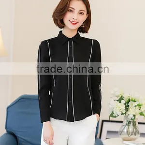Custom Beautiful Cheap Designs for Women Formal Fashionable Chiffon Long Sleeve Shirts thumbnail-5