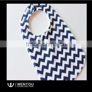 Wholesale Embroidered Seersucker Chevron Baby Bib thumbnail-1