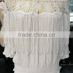 Latest Fashion White Color Latest Net Designs Lace 3/4 Sleeve Lady Blouse for Sale thumbnail-1