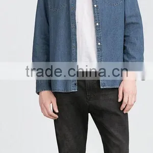 Denim Shirt, Men's Short Sleeve Shirts thumbnail-2
