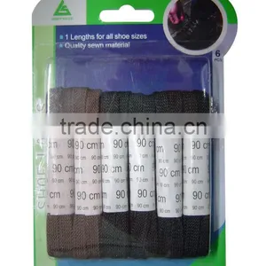 Metal Tip Black Cotton Flat Leather Shoe Laces thumbnail-1