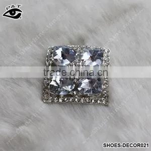 Shiny Square Shaped Crystal Rhinestone Ornament Accessories With Metal Clip for High Heel Shoe Wedding Shoes thumbnail-1