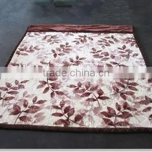 Double Layer Blanket Leaves Motifs Printed Carved Raschel Blanket thumbnail-1