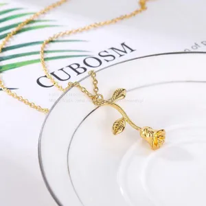 Fashion Jewelry Rose Flower Necklace thumbnail-3