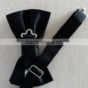Wholesale Black Plain Silk Satin Cheap Bow Tie thumbnail-3