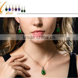 Wedding Bridal Party Crystal Rhinestone Pendant Necklace & Earrings Jewelry Sets thumbnail-4