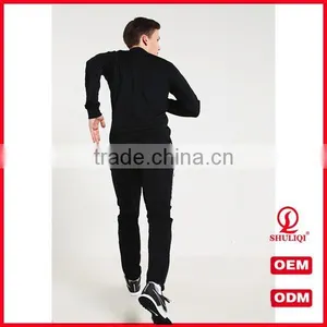 Shuliqi Factory Custom Gym Skinny Tracksuit Wholesale Men Sports Plain Cotton Tracksuit in Black thumbnail-5
