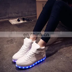 Factory Wholesale Hot Fashion Cool Light up Shoes Street Dance Luminous High Top LED Sneakers Casual Shoes for Men Women thumbnail-4