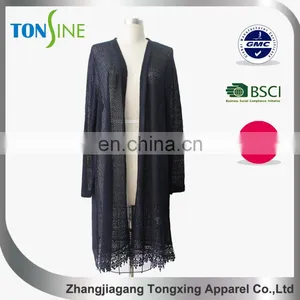 Long Shade Net Cloth Coat With Lace Trimmings thumbnail-1