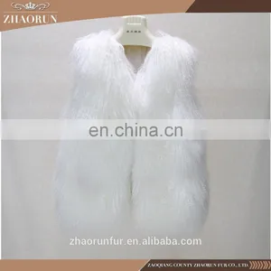 100% Genuine Short Mongolian Lamb Fur Vest Pretty Tibet Lamb Fur Vest for Girl thumbnail-4
