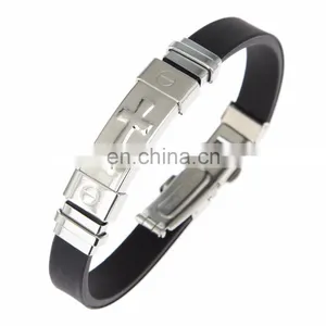 Fashion Silicone Stainless Steel Cross Bracelet for Man Custom thumbnail-3