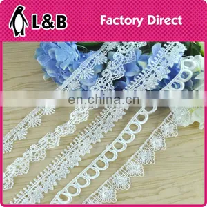 Width 1-3cm White Polyester Embroidery Lace Trim Dyeable thumbnail-1