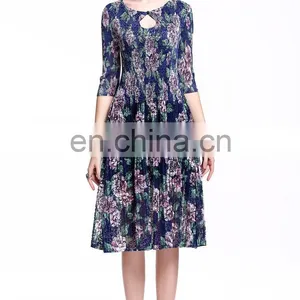 2017 Wholesale Lace Print Dress for Lady Retro Dress Summer thumbnail-3