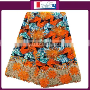 New Product Fashion Design African Guipure Lace Wax Prints Fabric thumbnail-1