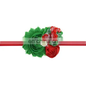 Christmas Decorations Rose Chiffon Flower Elastic Baby Kids Hair Band Children Hair Accessories thumbnail-3