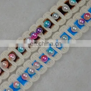 2018 New Arrival Beaded Rainbow Pearl Velvet Trim Designs for Dresses thumbnail-6