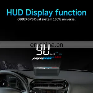 2020 Best Rearview Mirror Tpms Automotive Exploride Obd2 Led Head up Speed Display Projector Navigation Hud Display for Cars thumbnail-6