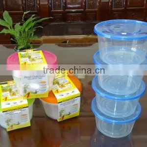 Supermarket Set of 4 Pcs Round Plastic Food Storage Container / Food Storage Box 1000ml thumbnail-1