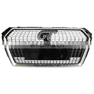 2017-2019 RS4 Glossy Black Electroplating A4 S4 Front Bumper Lift Grill Radiator Honeycomb Gril Applicable to Audi B9 RS4 Grill thumbnail-3
