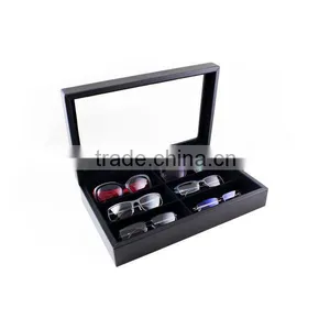 Custom Genuine Leather Glasses Case Watch Storage Box Jewelry Display Case With Glass Top thumbnail-3