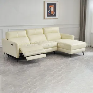 Modern Minimalist Living Room Corner Sofa Three-Seat Combination L-Shaped Chaise Longue Leather Function Electric Sofa thumbnail-1