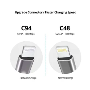 USB C to Lightning Cable Right Angle 3.3ft Ideal for Playing Games IPhone 90 Degree Fast Charging Cable for IPhone 13 Pro Max thumbnail-3