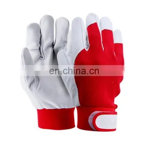 High Quality Top Grade Cheap Goatskin Sheepskin Leather Red Security Work Safety Gardening Gloves thumbnail-1