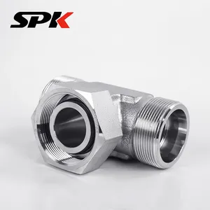 Carbon Steel Fitting, Hydraulic Oil Tube Ferrule Tee Transition Fitting, Ferrule-Type With One End Internal Thread, BC Union, Stainless Steel thumbnail-3