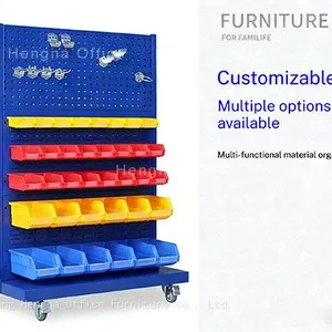 Freestanding Pegboard Tool Rack | Space Saving Home Garage Organizer System For DIY Basement Workshop thumbnail-1
