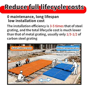 Pultruded Fiberglass Grating High Strength FRP Grating for Chemical Platform thumbnail-5