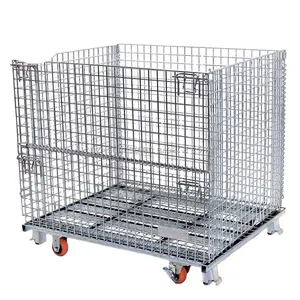 Foldable Wire Mesh Stillage Cage for Textile & Garment Factory, Fabric & Apparel Storage Container thumbnail-4