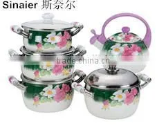 Hot Selling Enamel Cookware Sets & Tea Pot With Full Decals thumbnail-1
