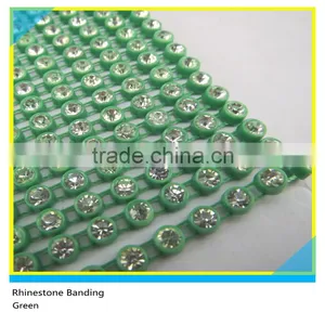Plastic Diamante Banding Sew on Ss6 2mm Crystal Pink Banding 1x200 Pcs 10 Yards thumbnail-2