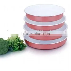 4PC PRESSED ALUMINUM ROUND TRAY SET thumbnail-1