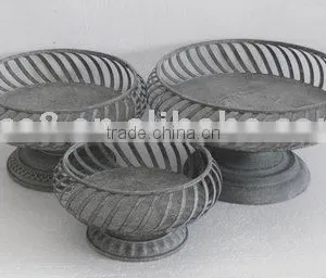 S/3 Round Metal Basket thumbnail-1