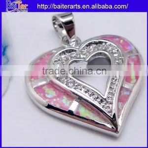 925 Sterling Silver Pendant Necklace Black Fire Opal Heart Pendant Opening thumbnail-5