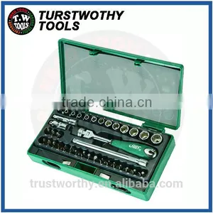 37pcs Taiwan 36 Teeth 1/4" EXPENDABLE Swivel Head RATCHET HANDLE CR-V Metric Socket Wrench Set thumbnail-1