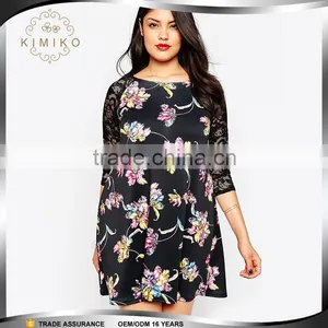 Appparel Lace Sleeve 3XL Plus Size Shirt Dresses for Fat Women thumbnail-1