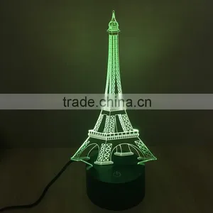 3D Colorful Led Romantic Creative Desk Bedroom Eiffel Tower Shape Night Light Lamp Desk Decoration Birthday Gifts thumbnail-4