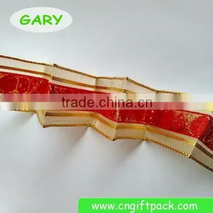 1-1/2" Gold and Red Wired Edge Outdoor Christmas Ribbon thumbnail-3