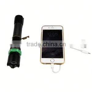 POPPAS 809B 3W Brightest XPE R2 Zoomable USB Power Bank Tactical Police Flashlight thumbnail-5
