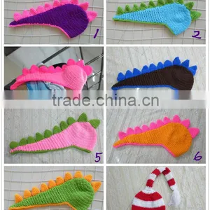 Hot Sale! Cute Crochet Animal Dinosaur Hats Hand Crochet Winter Hat for Children in Stock thumbnail-1
